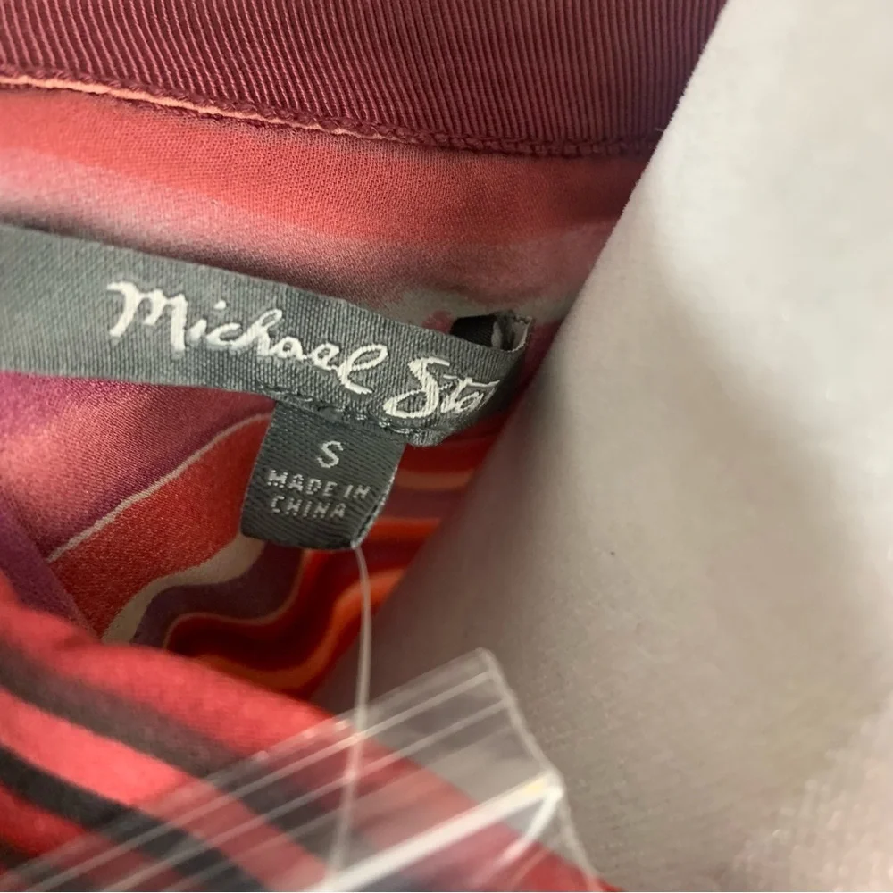 NEW Michael Star Multi Colored Collared Silk Button Down